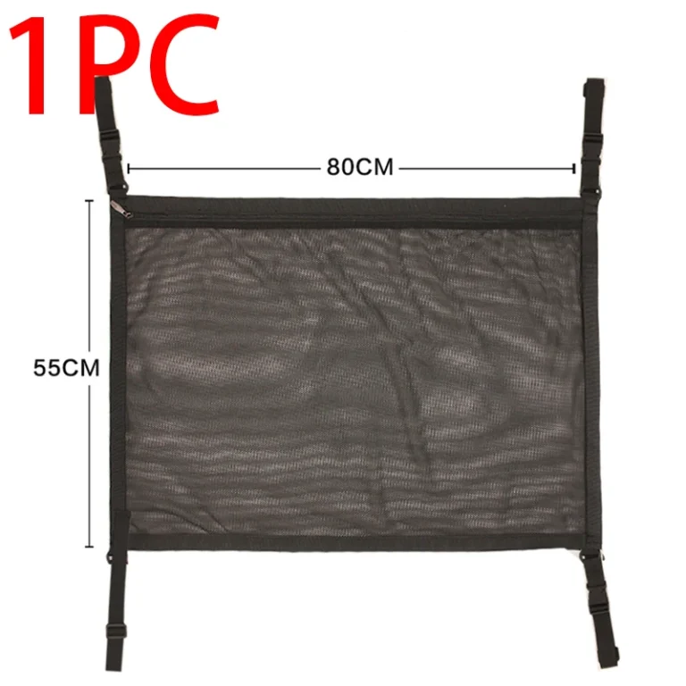 Car Ceiling Storage Net Organizer with Zipper, 80x55 cm
