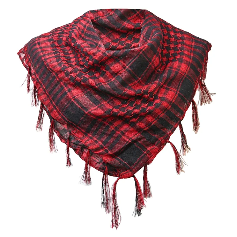Houndstooth Plaid Scarf with Tassels, 100x100 cm