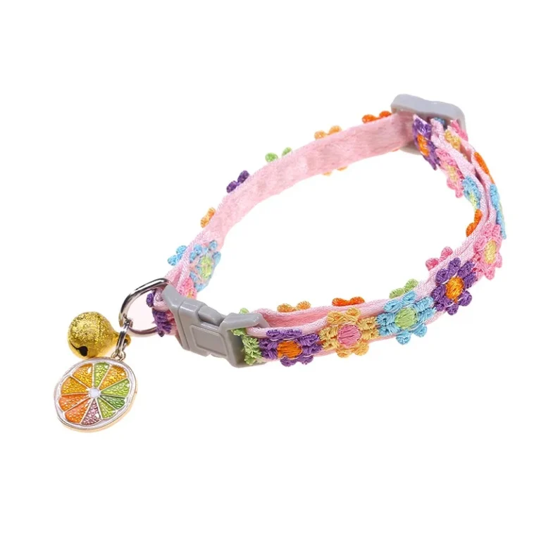 Cute Colorful Flower Cat Collar with Bell Cat Puppy Necklace Adjustable Buckle Colorful Kitten Collar Pet Dog Accessories