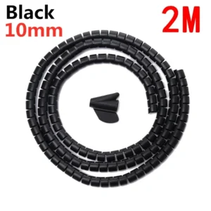 Flexible black spiral cable organizer tube 2 meters long