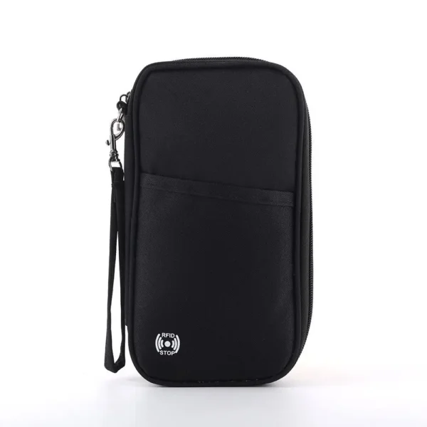 Homefish RFID blocking passport holder wallet in black with multiple compartments