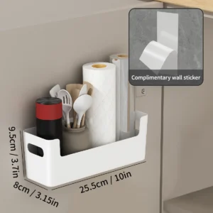 Wall-mounted cabinet with two clear door storage boxes on a wall