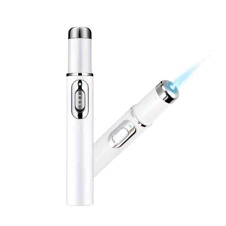 White & Blue Light Battery-Powered Facial and Eye Massage Pen