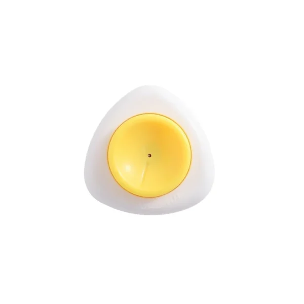 Plastic egg punch tool in white color designed to create holes in eggshells to prevent cracking during boiling