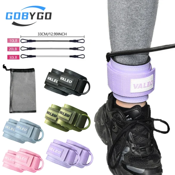 Adjustable fitness ankle band with buckle in multiple color options