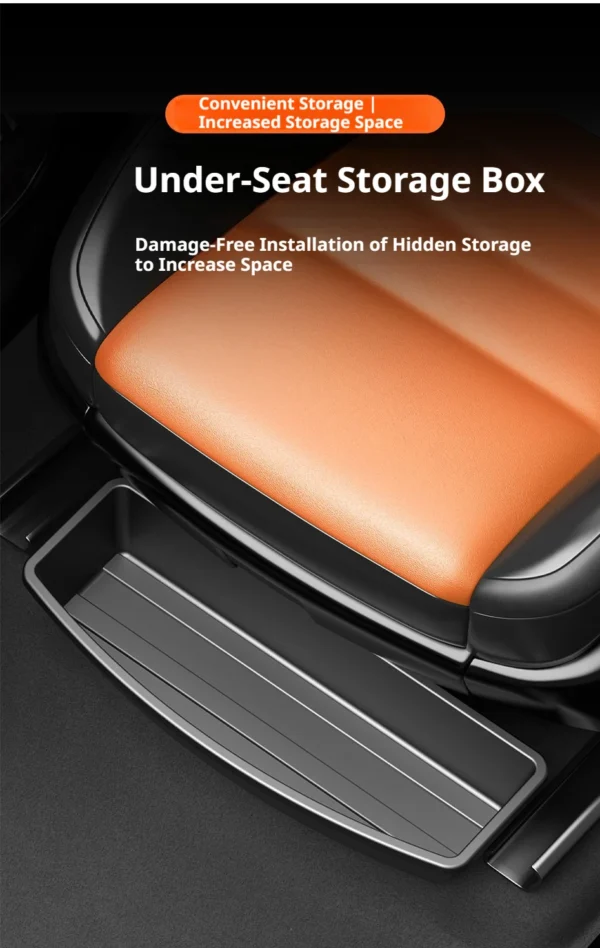 Removable under-seat storage box placed beneath car seat