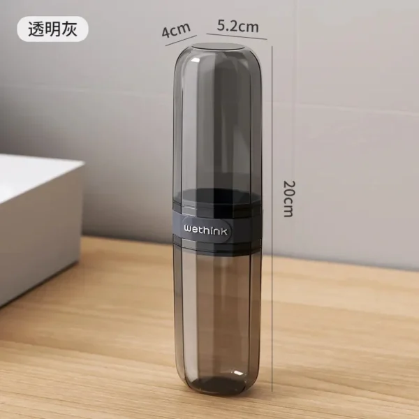 Clear hard shell toothbrush travel case in blue color