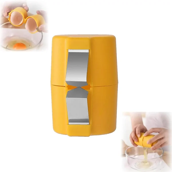 Handheld multifunctional egg cracker and separator tool in orange