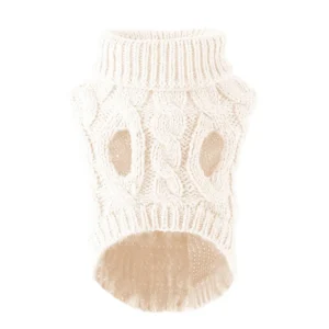 Solid color twist knit dog sweater displayed flat