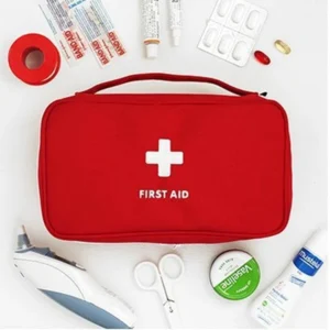 Red Oxford cloth portable first aid emergency kit tote bag