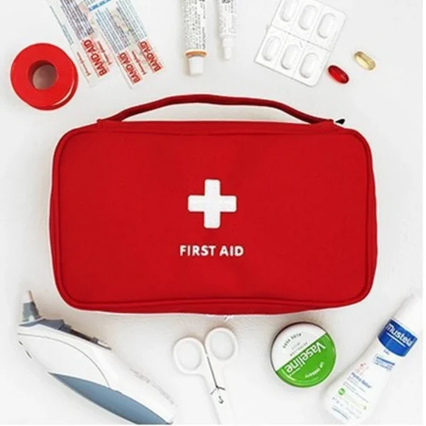 Red Oxford cloth portable first aid emergency kit tote bag