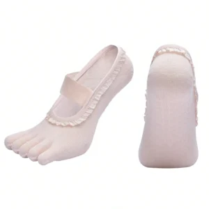 Women’s five finger socks with lace edge and anti-slip bottom