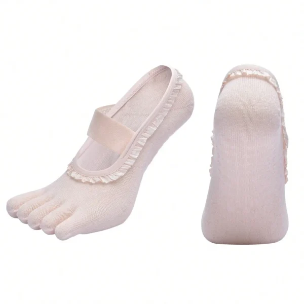 Women’s five finger socks with lace edge and anti-slip bottom