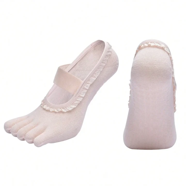 Women’s Five Finger Anti-Slip Fitness Socks with Lace Edge