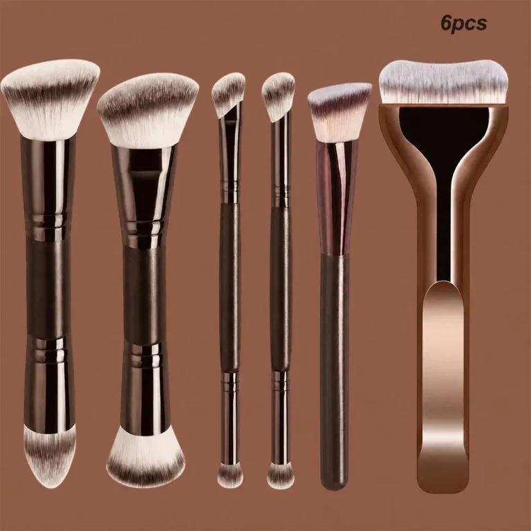 6-Piece Dual-Ended Makeup Brush Set for Face and Eyes