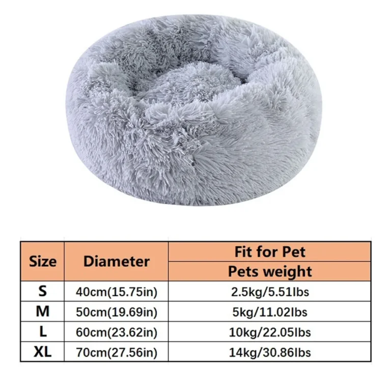 Soft Pet Cat Bed Pad Plush Warm Faux Fur Dog Calm Bed Donut Round Bed Comfortable Sleeping Washable for Small Medium Dog and Cat