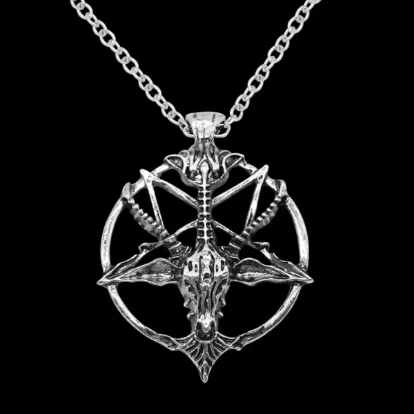 Retro goat head pendant necklace with five-pointed star disk design