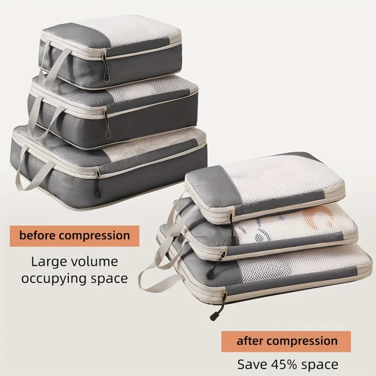 3-Piece Travel Compression Packing Cubes Set, 31x21x10cm