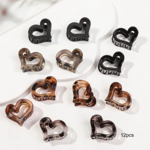 Set of mini flower-shaped hair claw clips in assorted colors