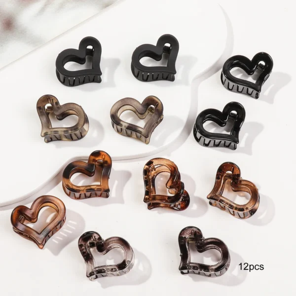 Set of mini flower-shaped hair claw clips in assorted colors