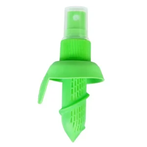 plastic lemon sprayer inserted into a lemon for juice extraction