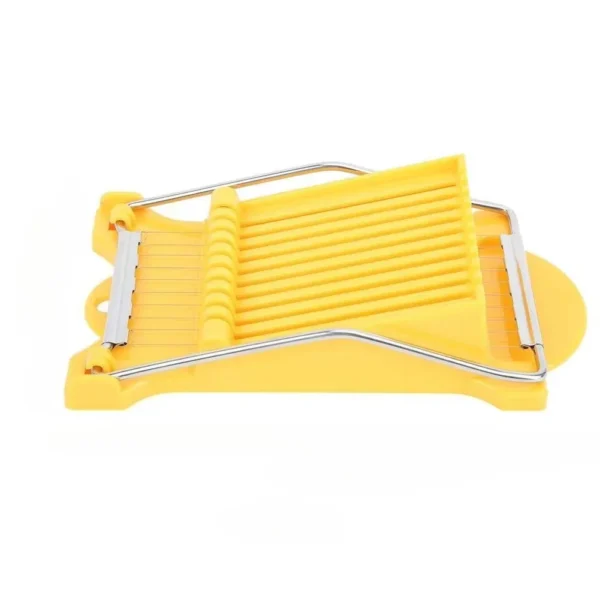stainless steel multi-use food slicer with wire blades on white background