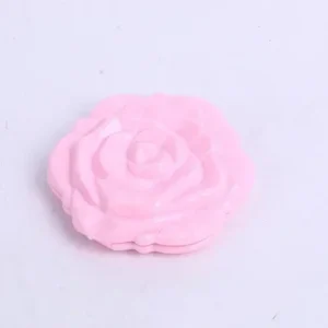 Compact foldable double-sided mini makeup mirror with rose flower design in black