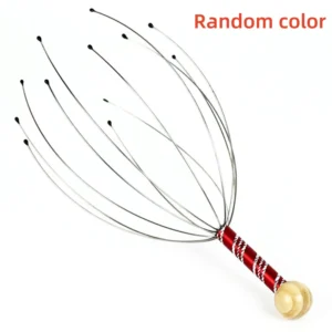 Stainless steel octopus-shaped scalp massager with flexible prongs