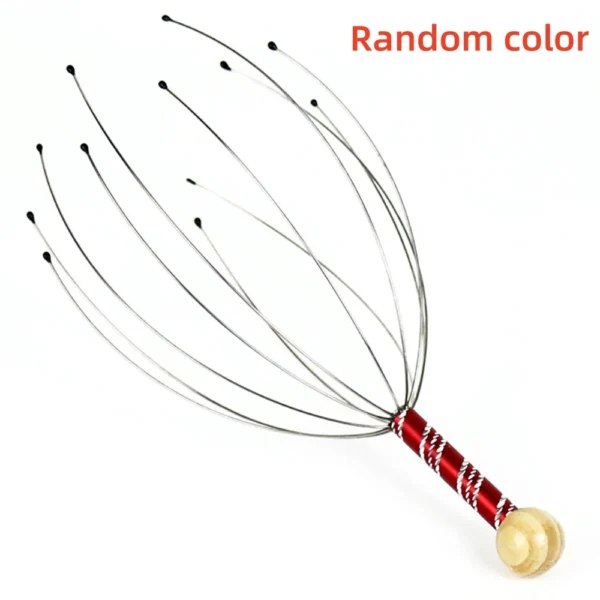 Stainless steel octopus-shaped scalp massager with flexible prongs