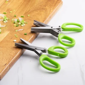Multi-layer stainless steel kitchen scissors with herb shredding blades