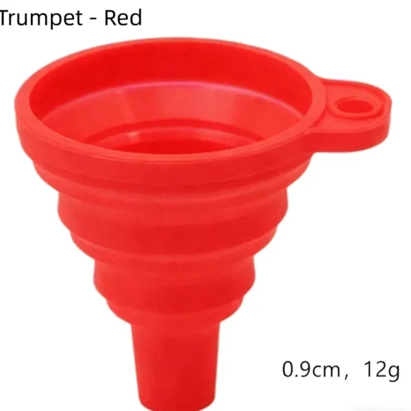 Set of collapsible silicone funnels in small, medium, and large sizes