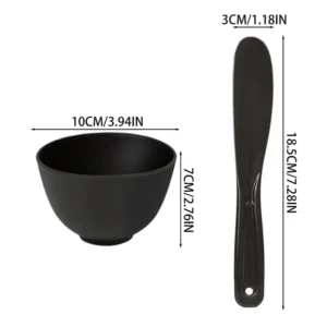 Black silicone face mask mixing bowl with spatula