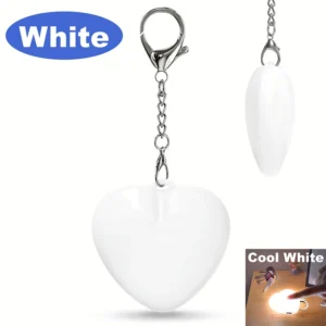 Heart-shaped USB rechargeable handbag night light keychain in cool white