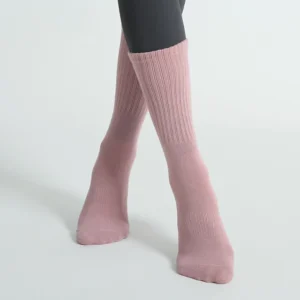Pair of women's striped middle tube cotton yoga socks with non-slip soles