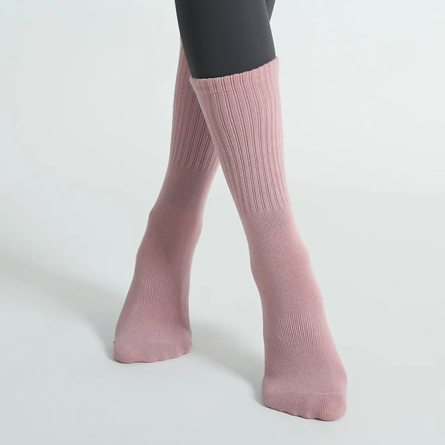 Women's Middle Tube Cotton Yoga Socks with Non-Slip Grip