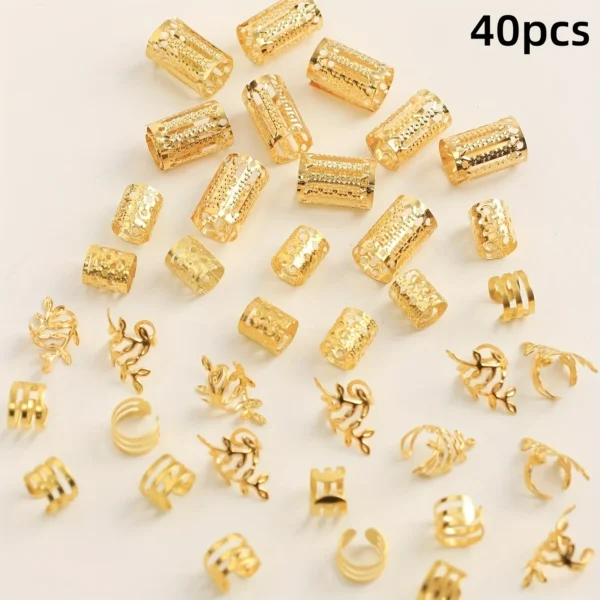 Set of hollow out decorative hair rings suitable for braids and locs