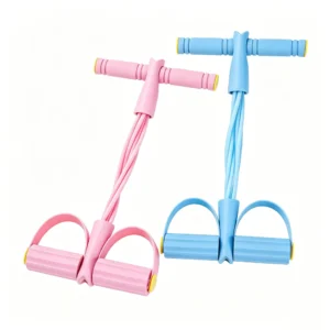 Heavy-duty foot pedal resistance band with anti-slip footrest on white background