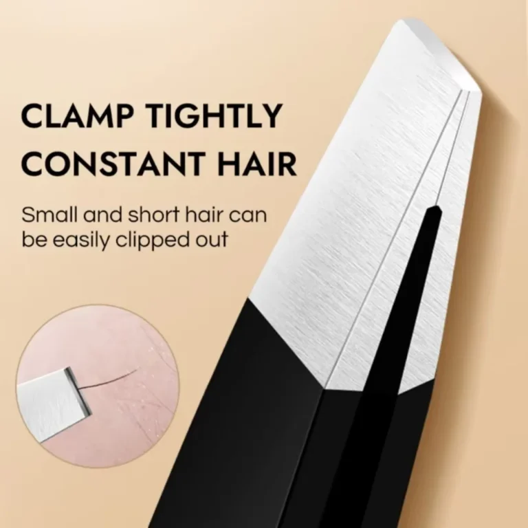 Black Stainless Steel Eyebrow Tweezers Set with Slant and Flat Tips