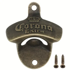 Wall-mounted retro Corona design bottle opener in silver finish