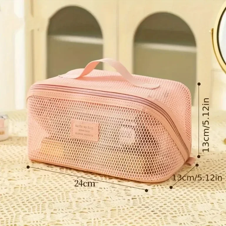 Large Mesh Nylon Translucent Makeup and Toiletry Bag