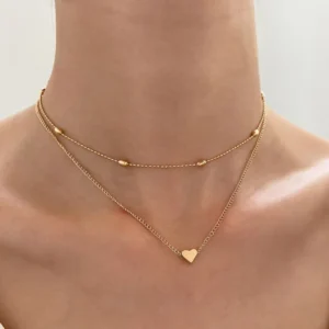 multilayer necklace with heart and star crystal zircon charms