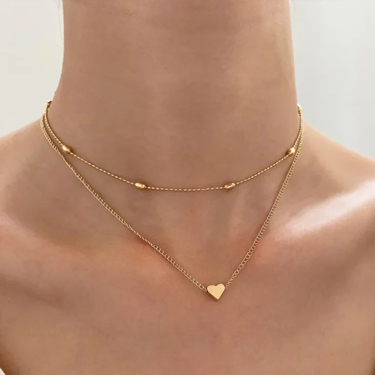 Multilayer Pendant Necklace with Heart and Star Charms