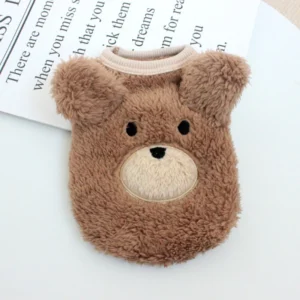 Fleece pet sweater vest with teddy bear design for small dog