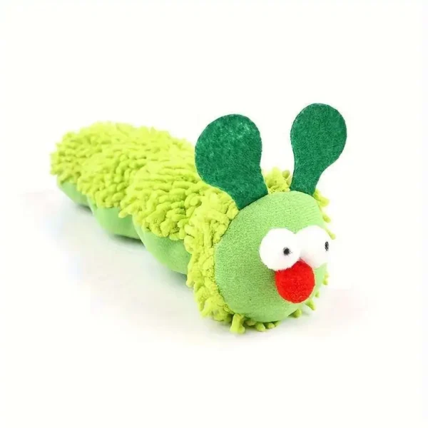 Caterpillar-shaped cat chew toy with catnip and silvervine