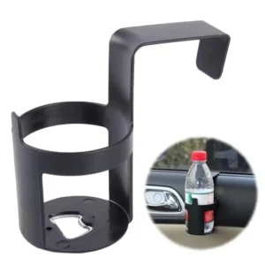 Black ABS car cup holder with phone mount and side storage tray