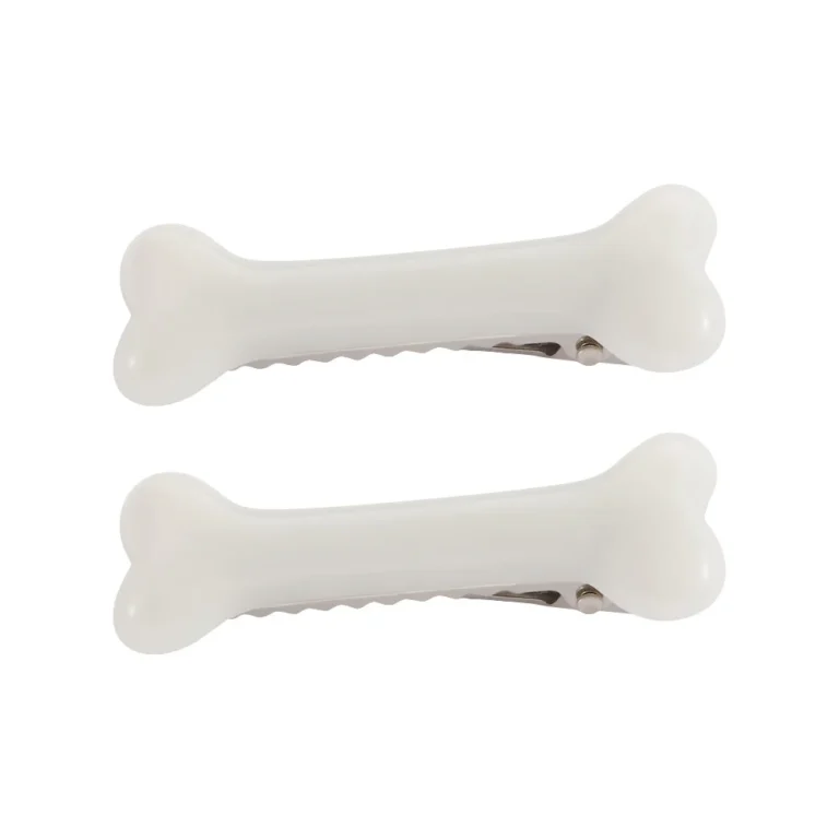 Set of 2 Black and White Dog Bone Hair Clips for Women