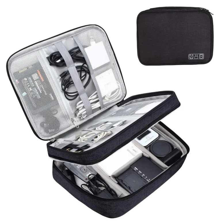 Portable Nylon USB Cable and Electronics Organizer Bag