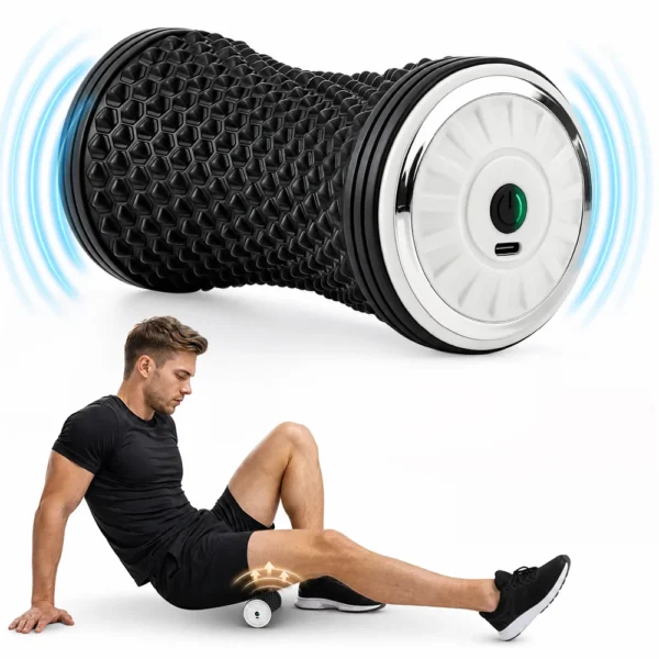 Compact vibrating massage roller ball for muscle and foot relaxation