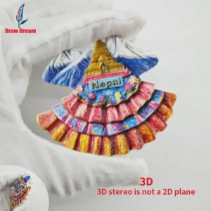 3D embossed Nepal-themed refrigerator magnet with travel souvenir design