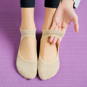 Women's backless cotton yoga socks with anti-slip soles in multiple colors